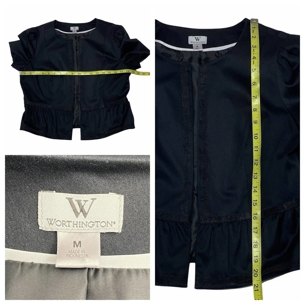 WORTHINGTON Black Embroidered Cardigan Sweater - Picture 11 of 11